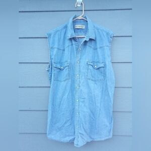 Men's Bit & Bridle Sleeveless Shirt Vest Shacket Size XLT Extra Large Tall XL